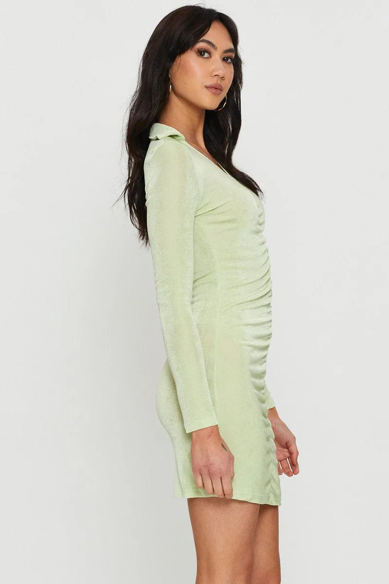 Green Mini Dress Long Sleeve Day-to-evening versatile mini Flirty Look
