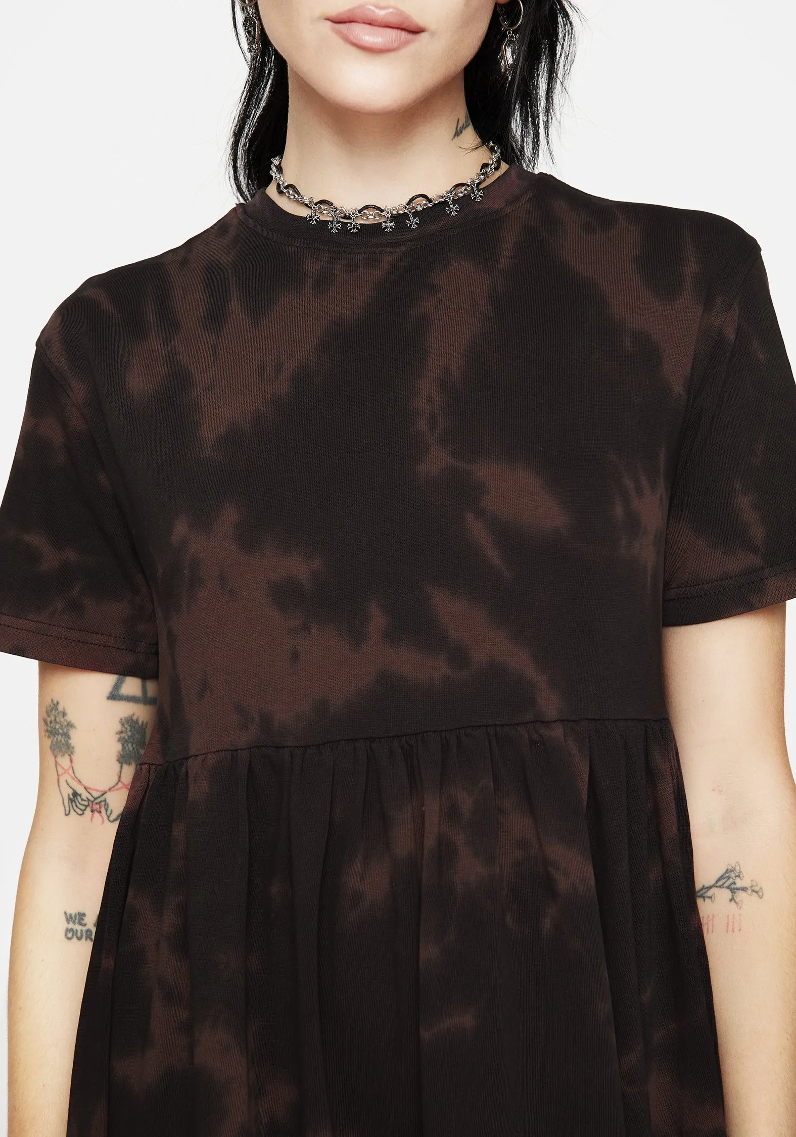 Charming Detail Mercury Tie Dye Cotton Mini Skater Dress
