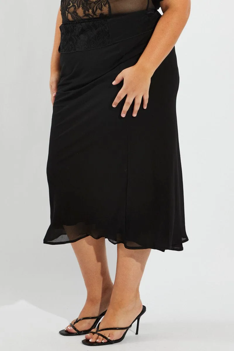 Black Bias Chiffon Maxi Slip Skirt Modern Cut Comfy Look