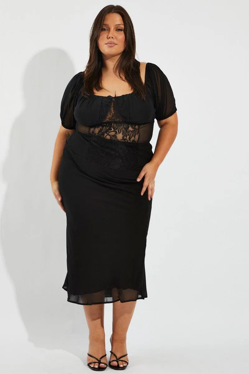 Black Bias Chiffon Maxi Slip Skirt Slip Resistant Waist