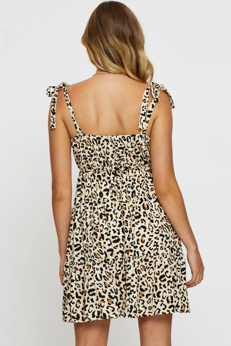 Print Mini Dress V Neck Trend Beat