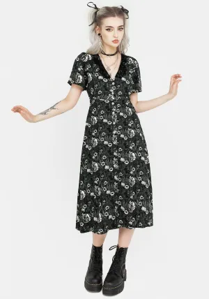 Morning Stroll Flattering midi silhouette Nightbloom Button Up Midi Dress