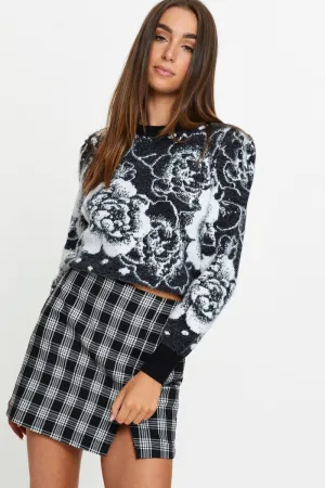 Check High Waist Check Mini Skirt Wearable Art Matte Finish