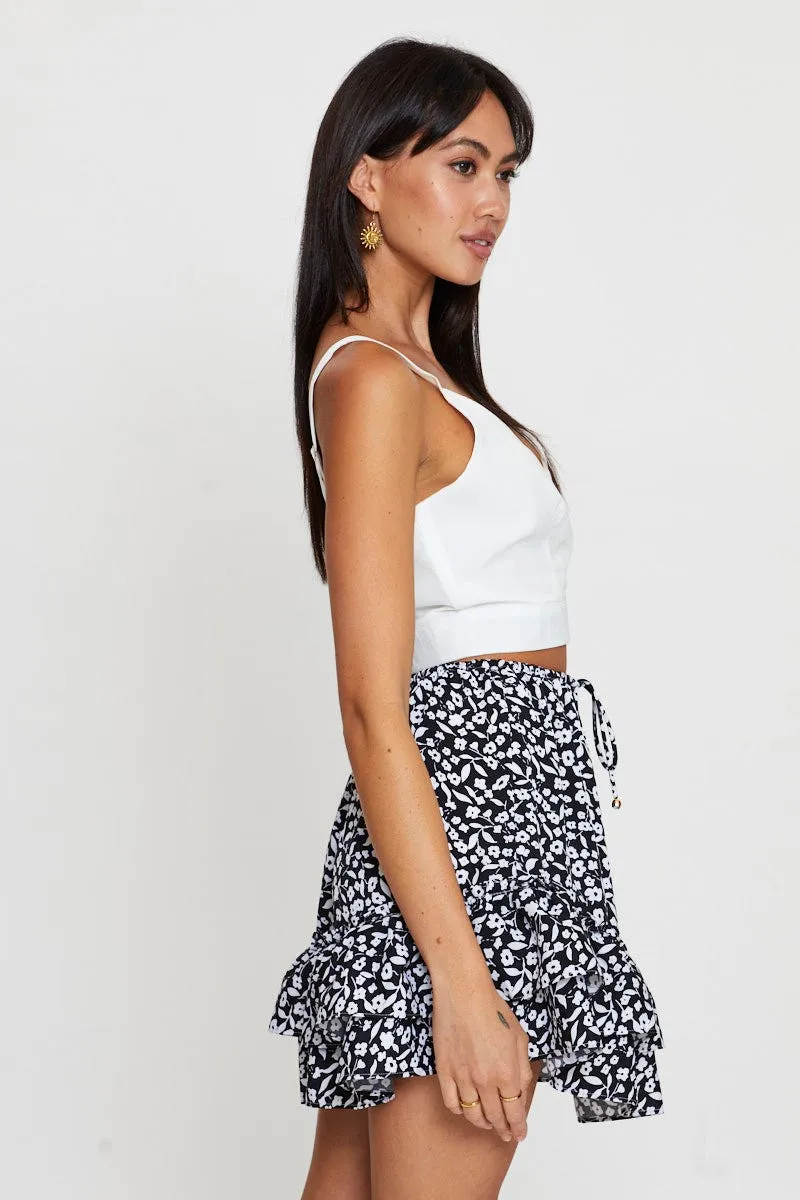 Print Flare Skirt Mini High Rise Relaxed Style
