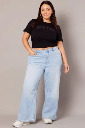 Black Graphic T-shirt Short Sleeve Crew Neck Soft and Flexible
