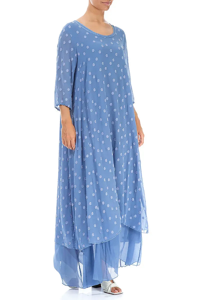 Blue Nova Dotty Silk Maxi Dress premium fabric Star Mood
