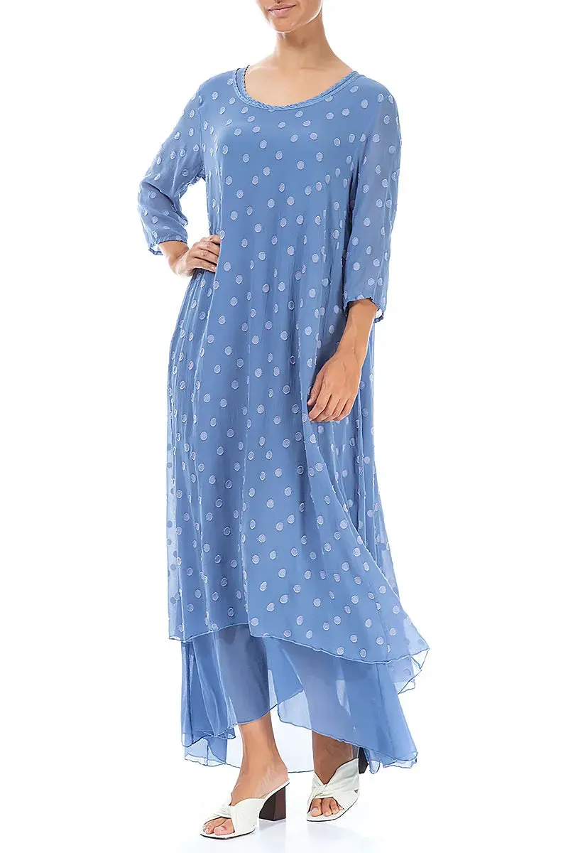 Blue Nova Dotty Silk Maxi Dress Eco Core Functional Fit