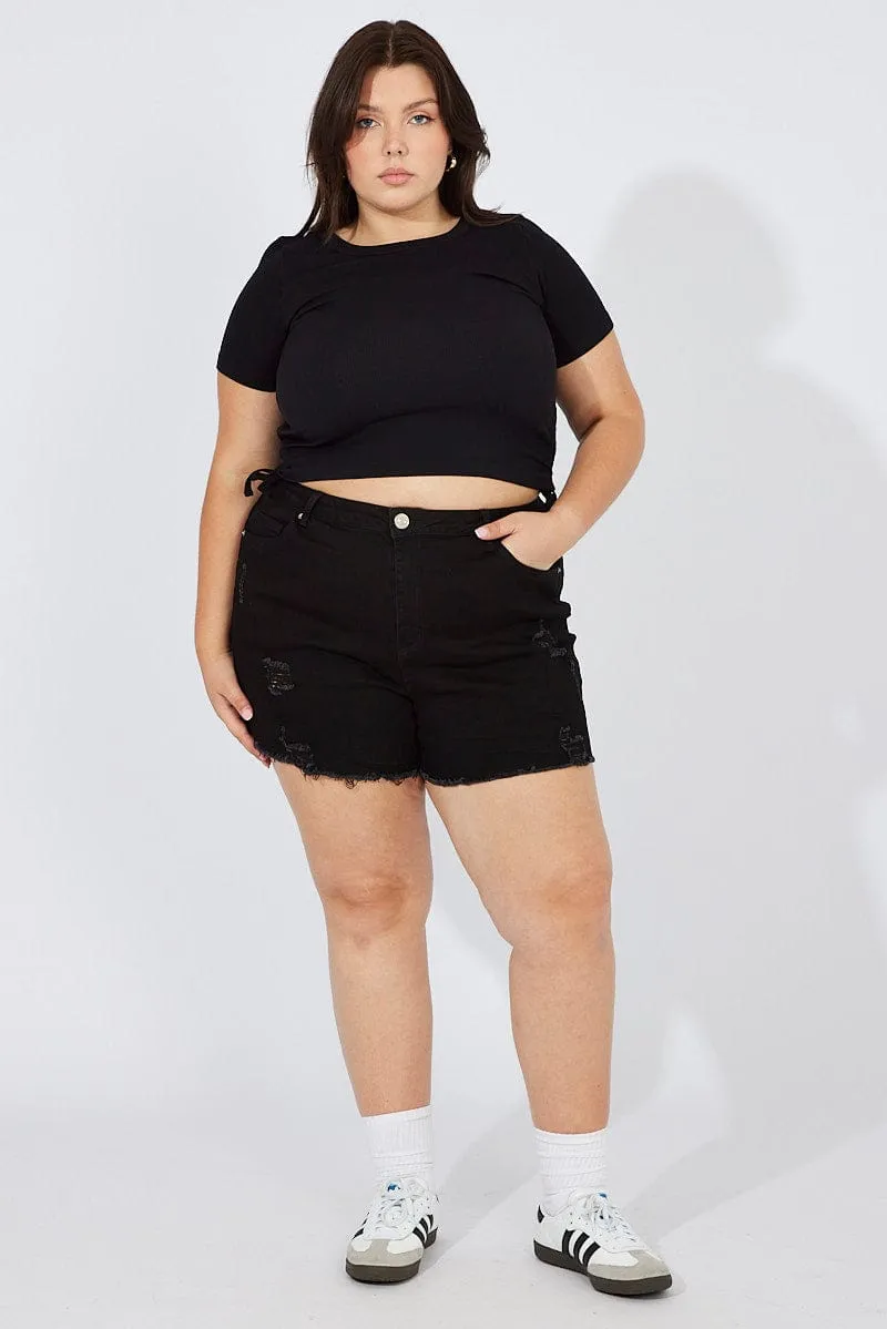 Black Skinny Shorts High Rise Zero Waste Everyday Wear