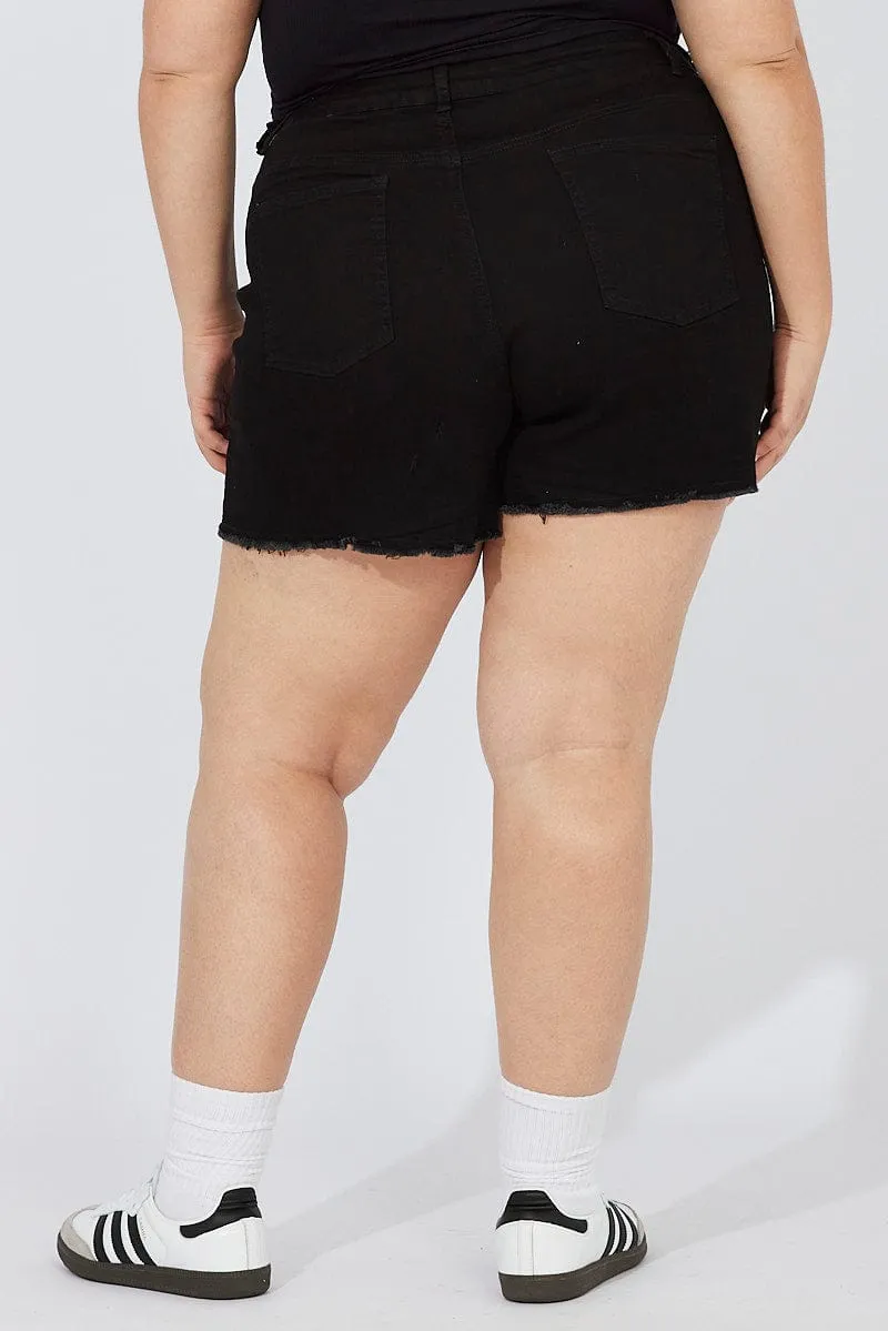 UVProtective Coating Black Skinny Shorts High Rise