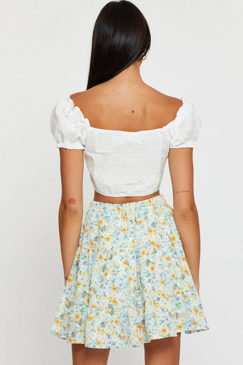 Print Flare Skirt Mini High Rise Young adult