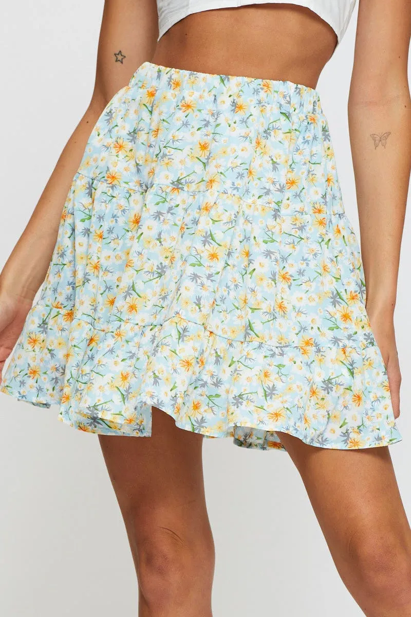 Limited Edition Print Flare Skirt Mini High Rise