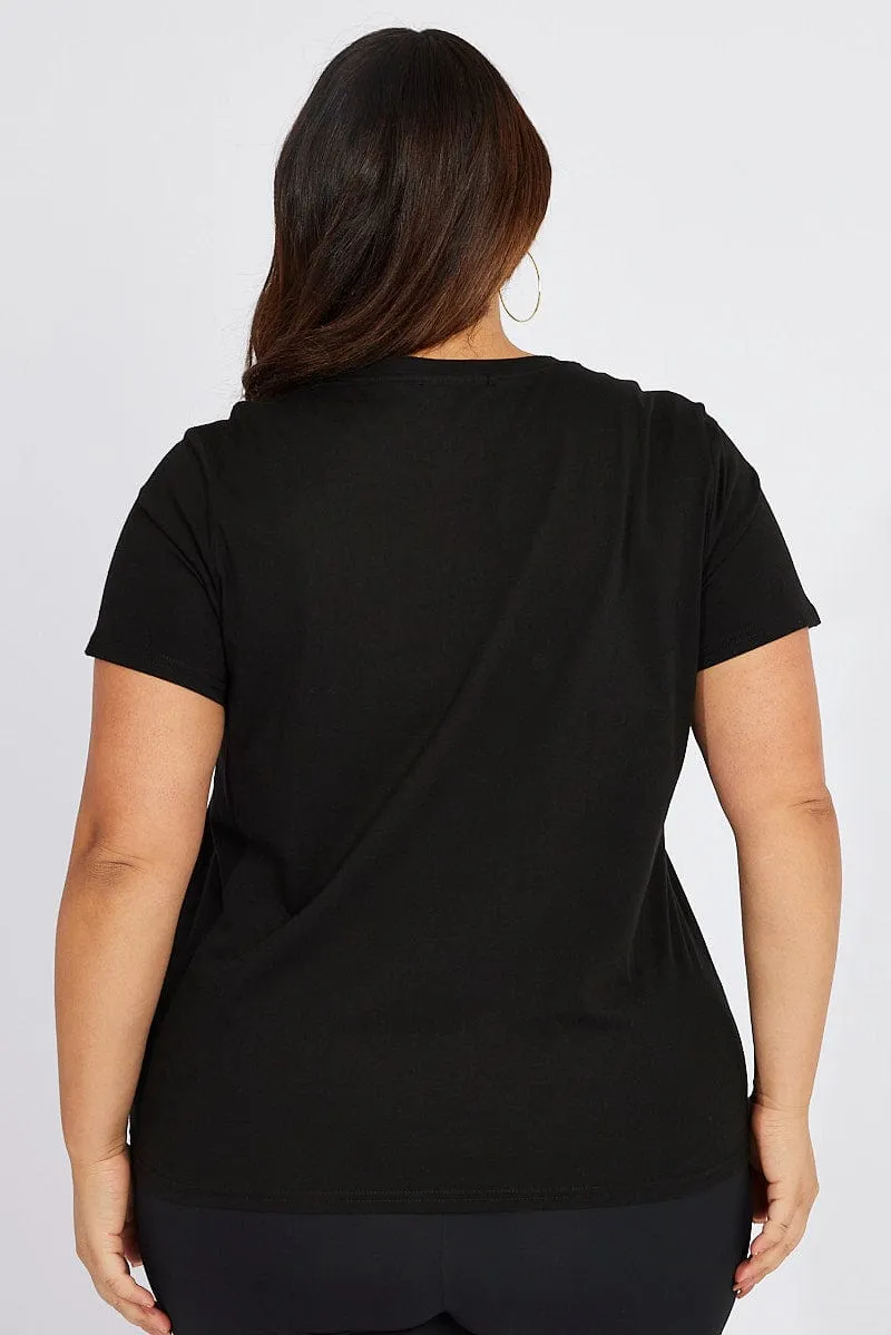 Smart Layer Black Graphic T-shirt Short Sleeve Crew Neck