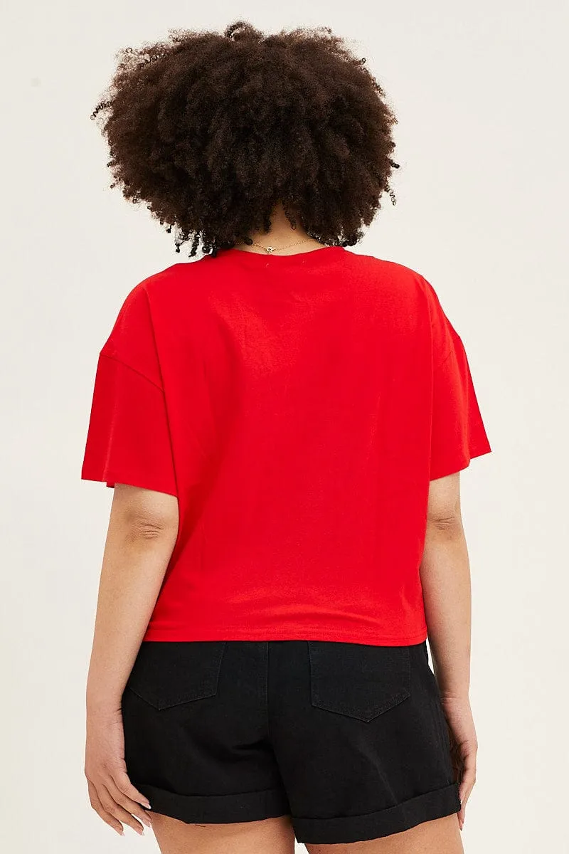 Red Short Sleeve New York Crop T-shirt Chill Vibes