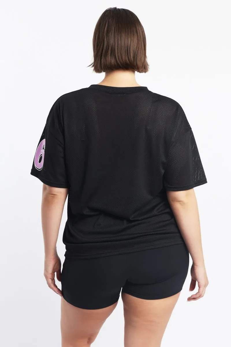 Black Graphic T Shirt Short Sleeve Crew Neck vacation wear