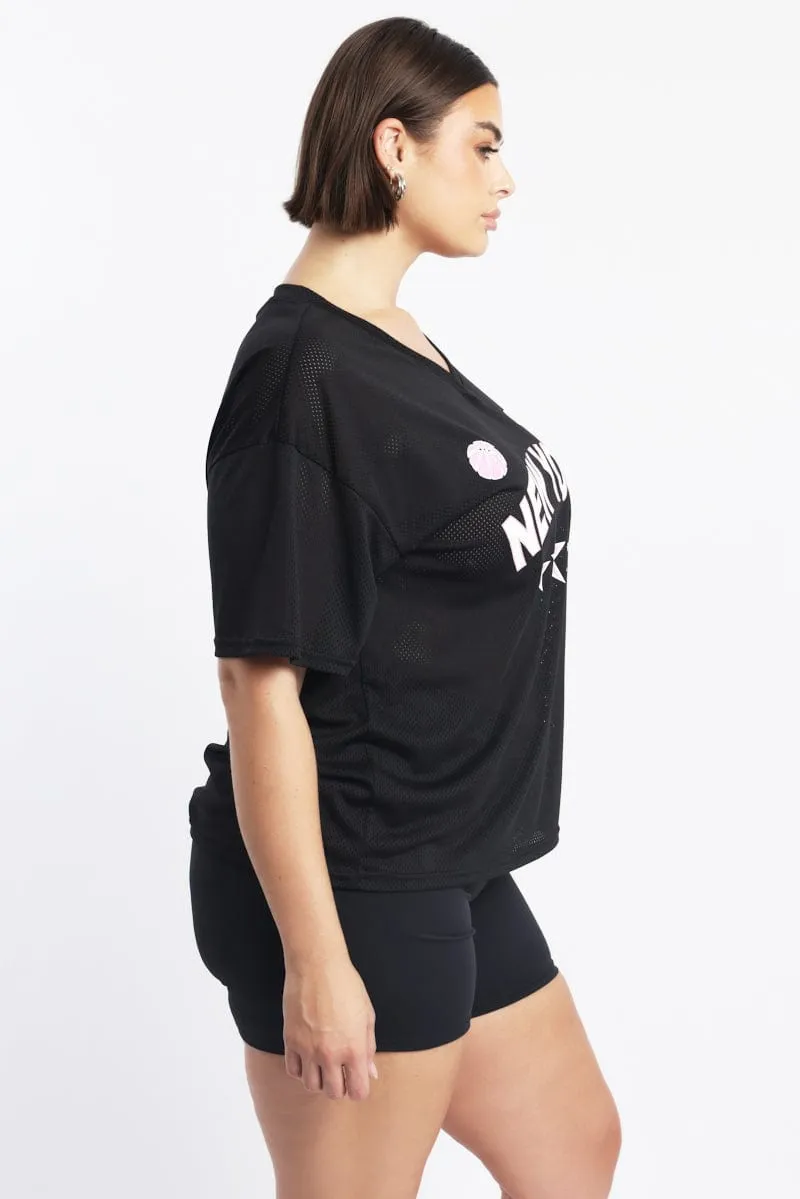 Thermal Regulation Layer Black Graphic T Shirt Short Sleeve Crew Neck
