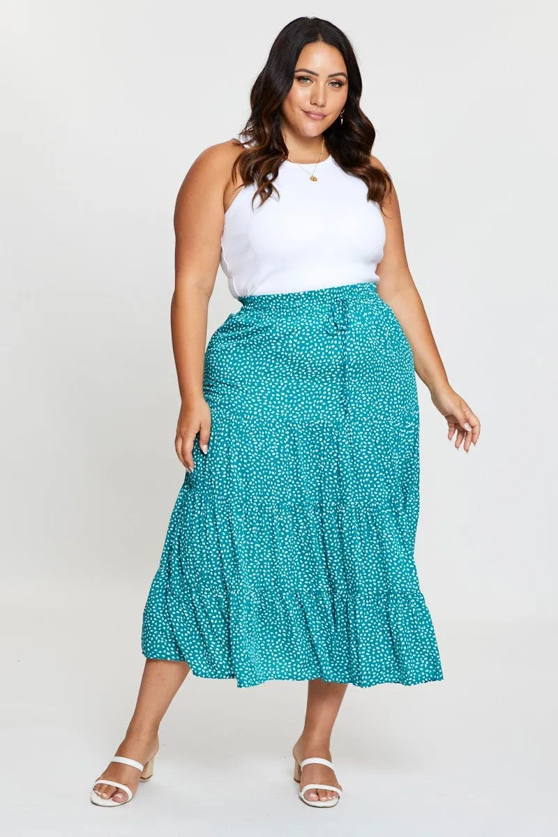Midi length Timeless Outfit Geo Print Midi Skirt Elastic Waist