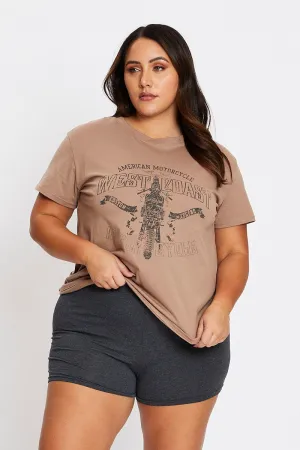 Casual Wear Seasonal top Brown Short Sleeve West Coast Regular T-shirt