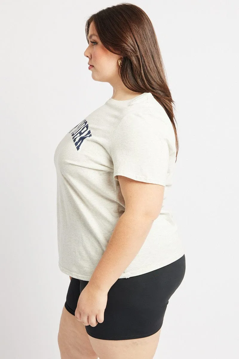 Grey Graphic T Shirt Short Sleeve Crew Neck Comfortable texture Classic Crew Neck