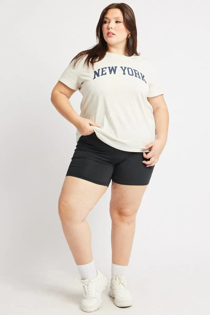 Cool Weather Wear Simple Comfort Grey Graphic T Shirt Short Sleeve Crew Neck