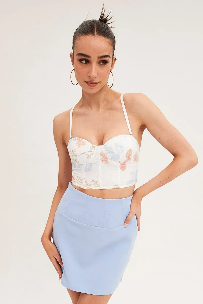 Blue Corset Mini Skirt garden party Functional Fashion