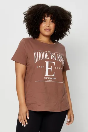 EcoConscious Processing Brown Graphic T-shirt Crew Neck