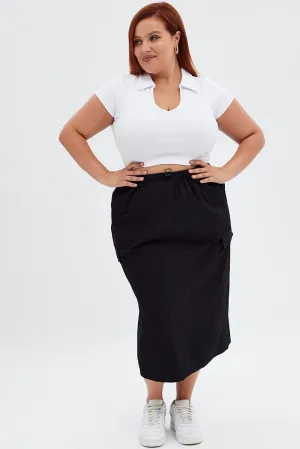 Comfortable Motion Odor Resistant Treatment Black Parachute Midi Skirt
