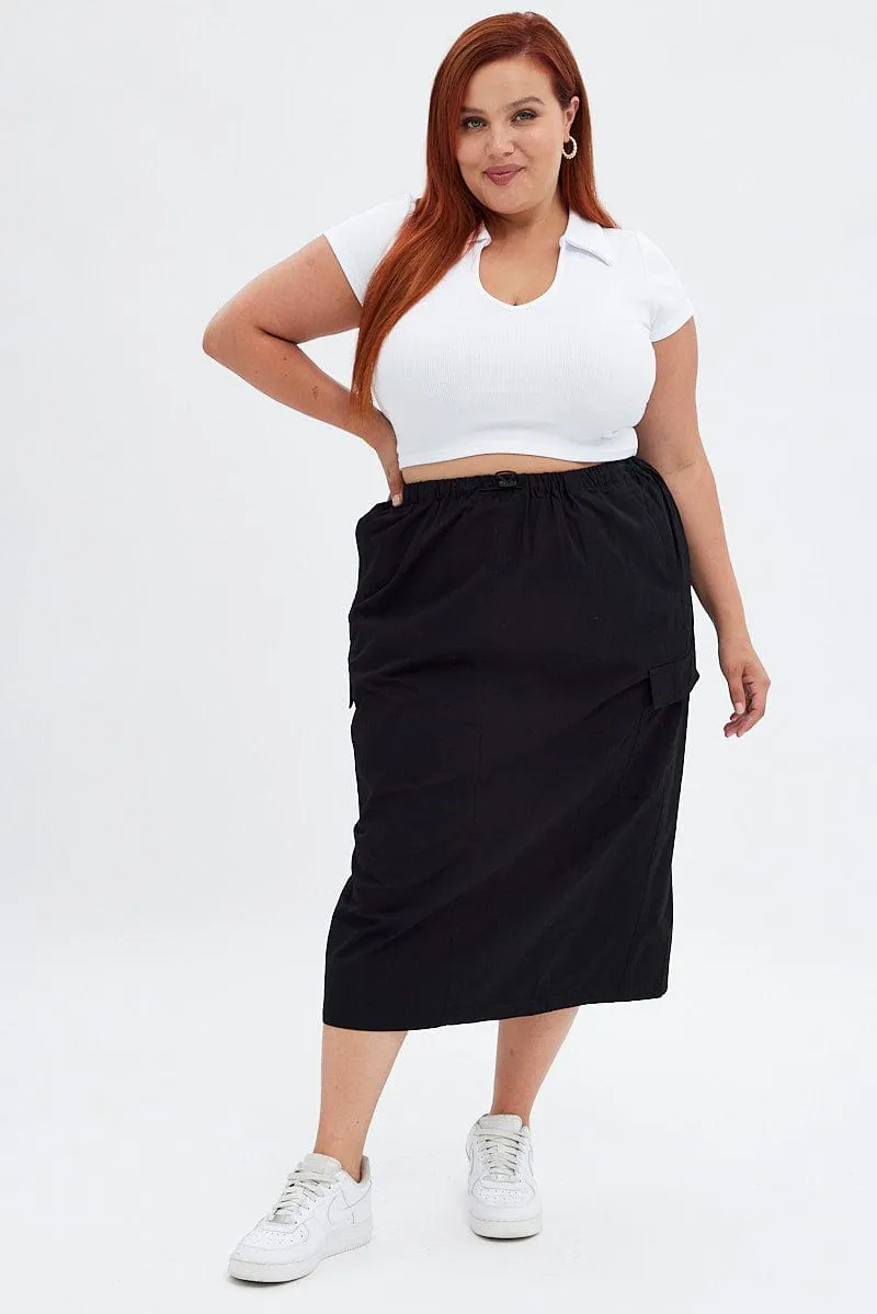 Classic Comfort Urban Mood Black Parachute Midi Skirt