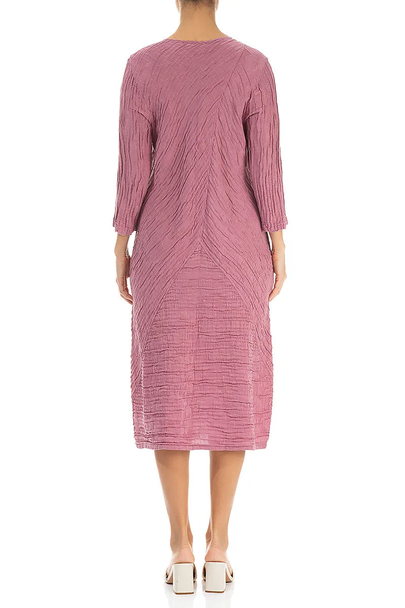Crinkled Mauve Taupe Silk Linen Midi Dress Trend Base