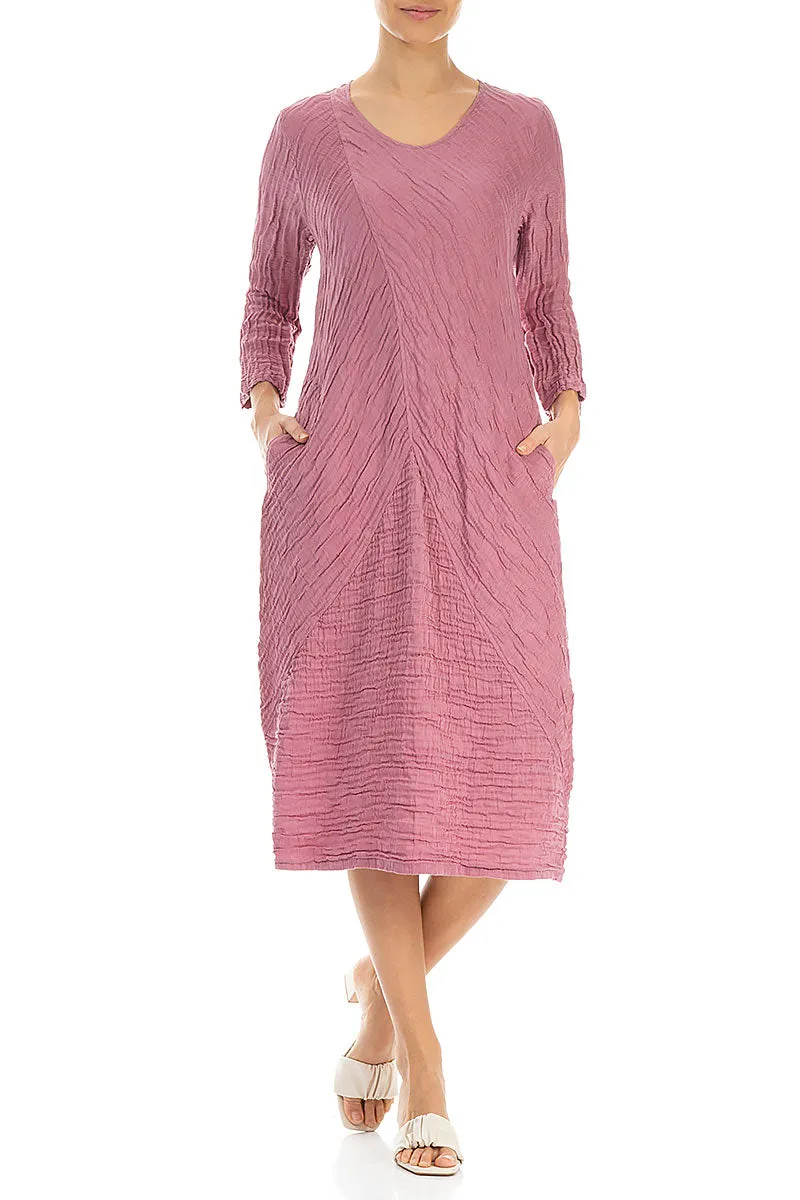 Trendy Sweatpants Crinkled Mauve Taupe Silk Linen Midi Dress
