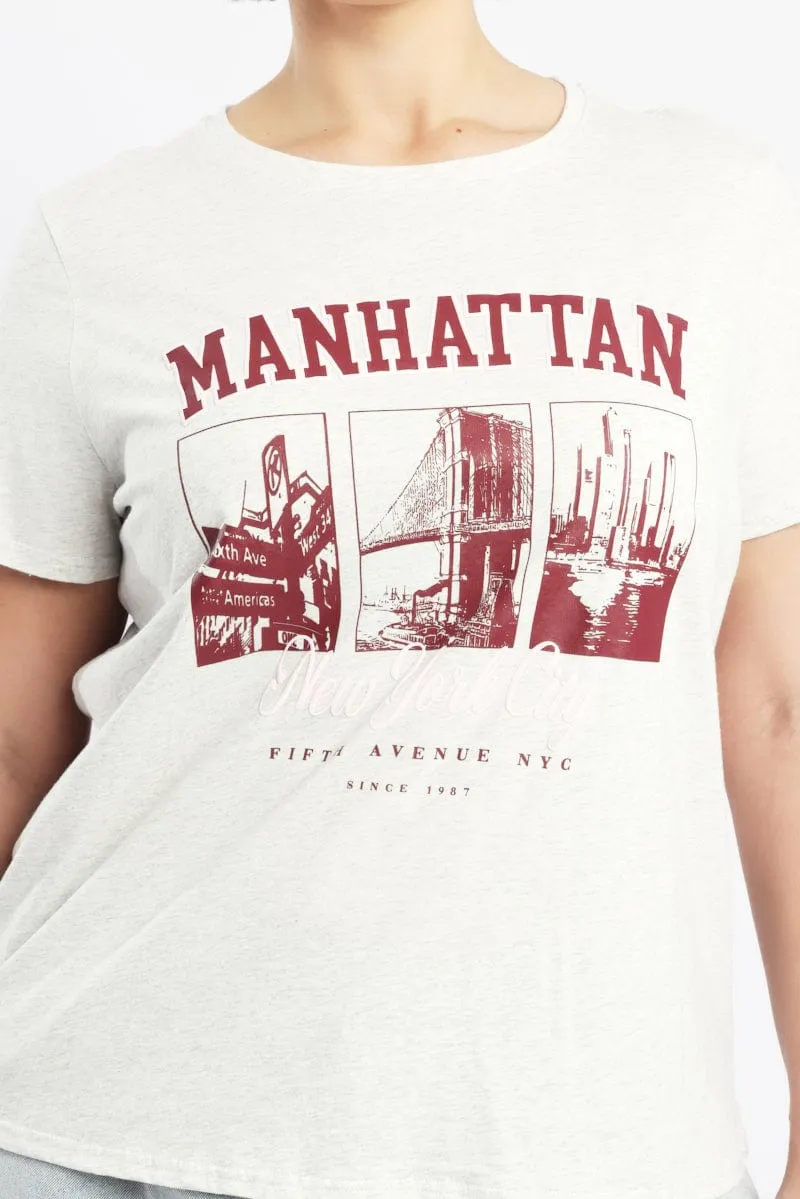 Sports Apparel Grey Graphic T Shirt Short Sleeve Crew Neck