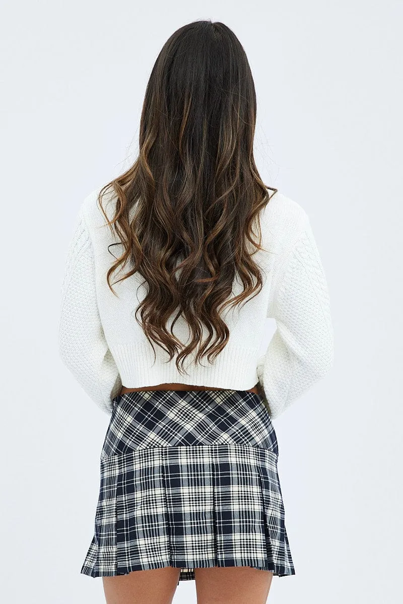 Check Pleated Mini Skirt Easy Layer Vibrant Flow