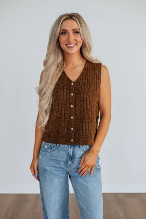 Fine Gauge Mina Sweater Vest - Bark