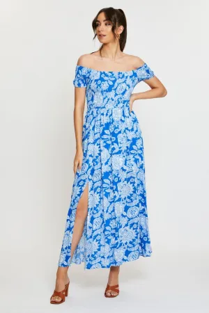 Fashionable formal event piece Ombre Shade Print Maxi Dress Off Shoulder Evening