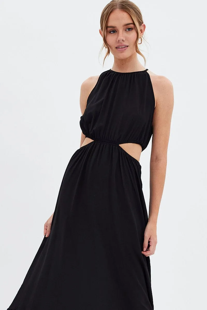 Platinum Shine The elegant design of this maxi dress adds a refined touch to your wardrobe without being overly complicated Black Cutout Maxi Dress
