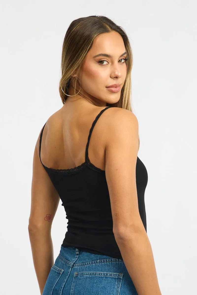 Fantasy Glow Craft Core Black Lace Tank Top Sleeveless