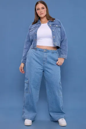 Denim Cargo Jeans Mid Rise Fits Everyone