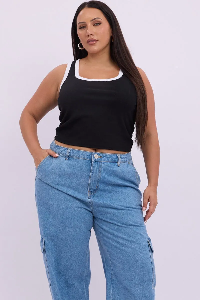 Minimalist Trendy Everyday Denim Cargo Jeans Mid Rise