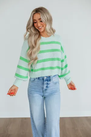 Winter Styling Aubriana Striped Sweater - Light Mint Mix