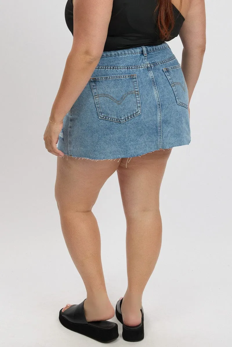 Denim Distressed Mini Skirt Day To Night Leather Look