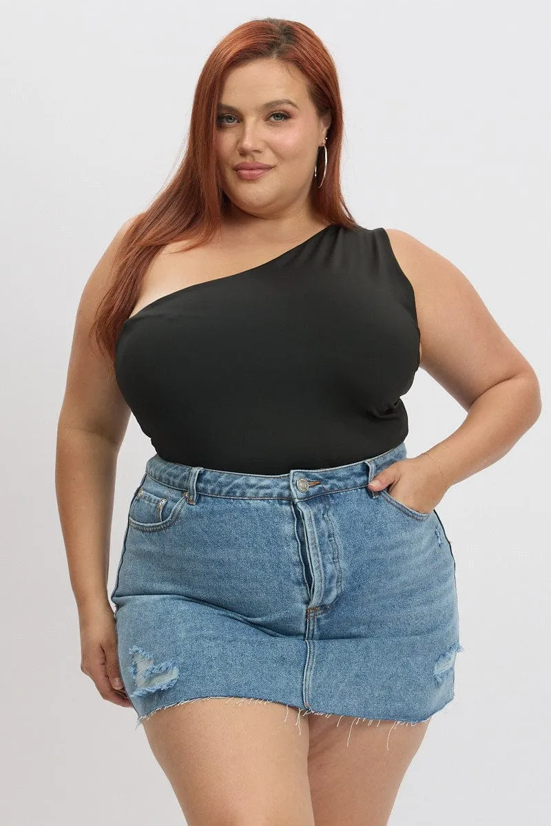 Daily Favorite Secure Closure Denim Distressed Mini Skirt
