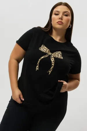 Essential Look Anti Pilling Treatment Black Graphic T Shirt Short Sleeve Crew Neck