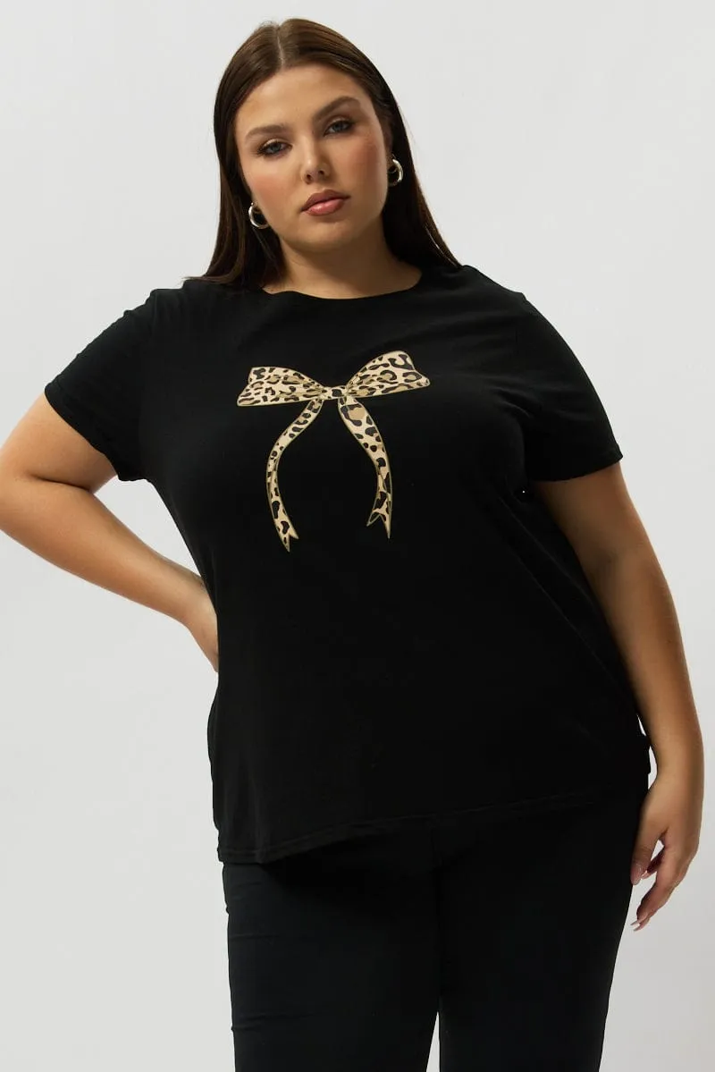 Versatile Layering Classic Layer Wear Black Graphic T Shirt Short Sleeve Crew Neck