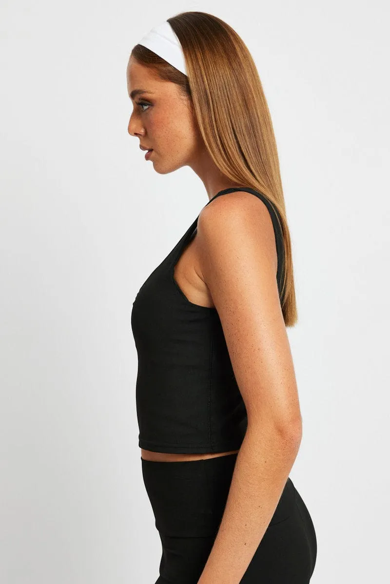 Cozy Vibe Black Tank Top Sleeveless V Neck
