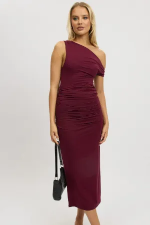 Comfortable Outfit Red Bodycon Dress Twist Off Shoulder