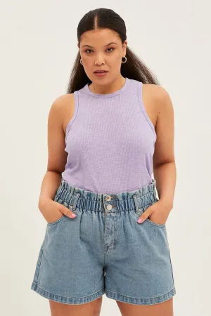 Purple Tank Top Sleeveless Crew Neck Wind Ease