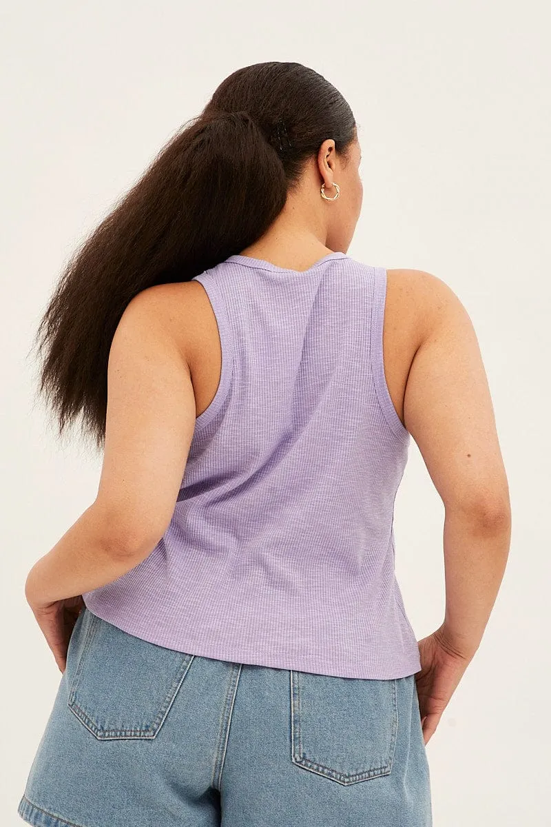 Quick Core Street Wear Purple Tank Top Sleeveless Crew Neck