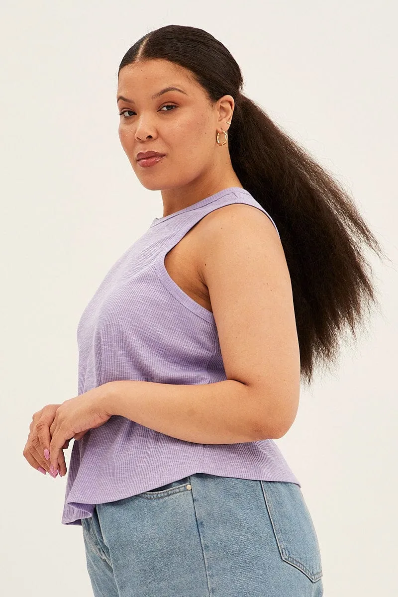Purple Tank Top Sleeveless Crew Neck Youth Glow