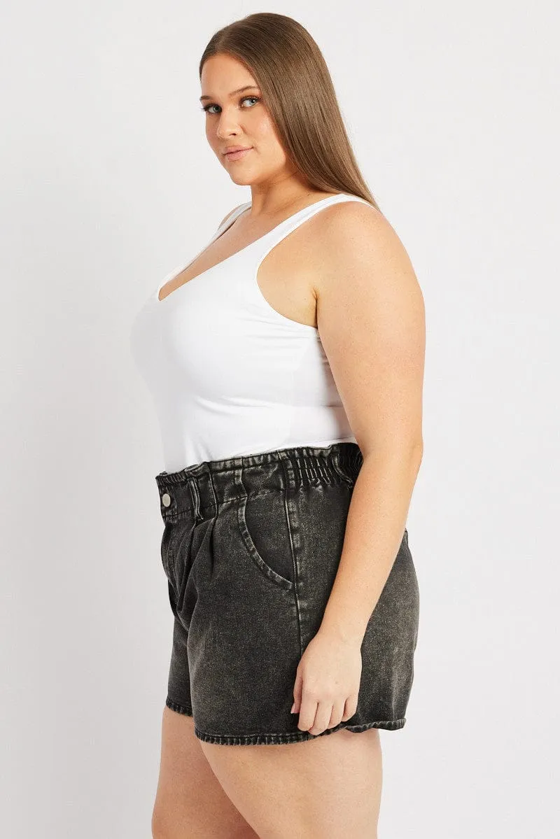 White Tank Top V Neck Supersoft StainlessZippers ElasticFree