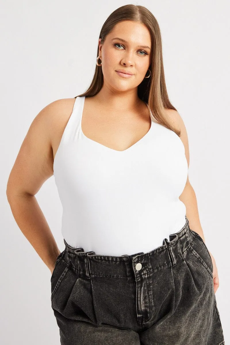 White Tank Top V Neck Supersoft Professional Fit AI Style