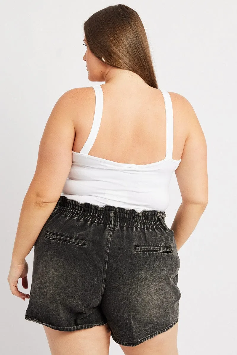ElasticWaistband White Tank Top V Neck Supersoft